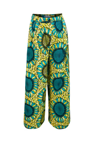 Adaora Tapered leg Pants  - Yellow/Green Sunflowers |TROPICANA