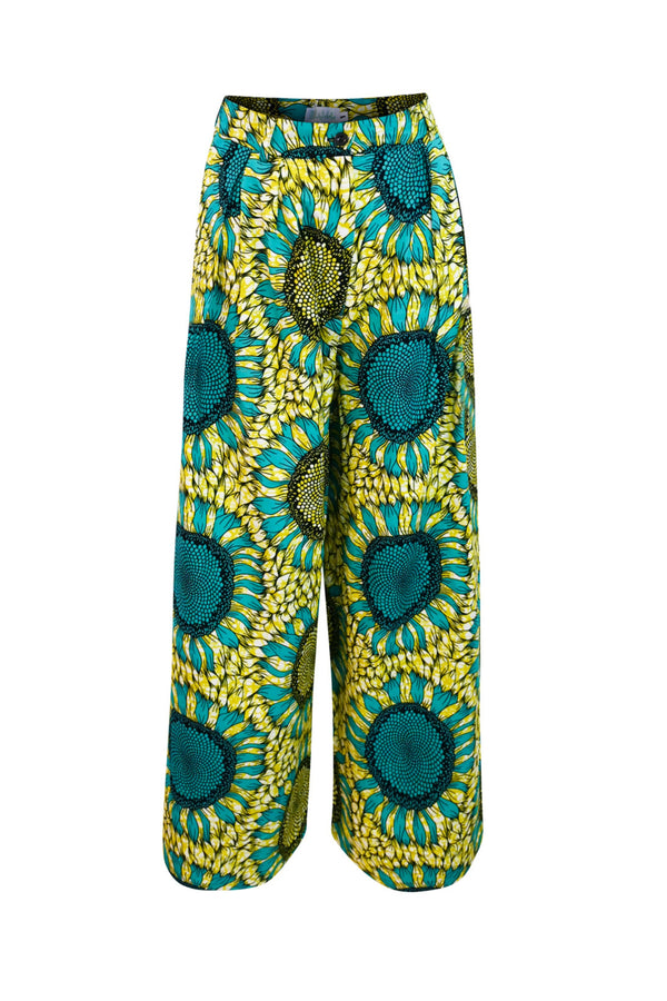 Adaora wide leg Pants  - Yellow/Green Sunflowers |TROPICANA