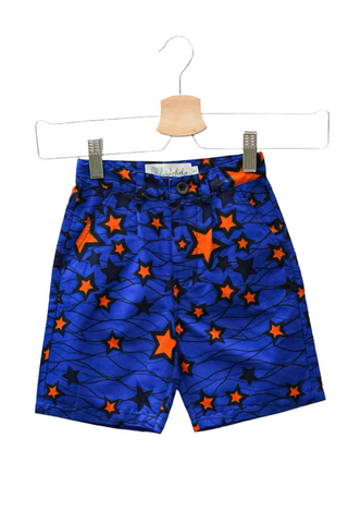 Zaci Chino Bermuda Shorts - Blue/Orange Stars