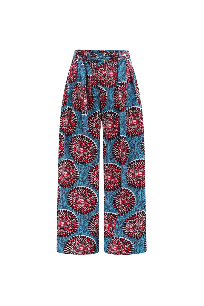 Adaora Wide Leg Pants - Red and White Water Well Print