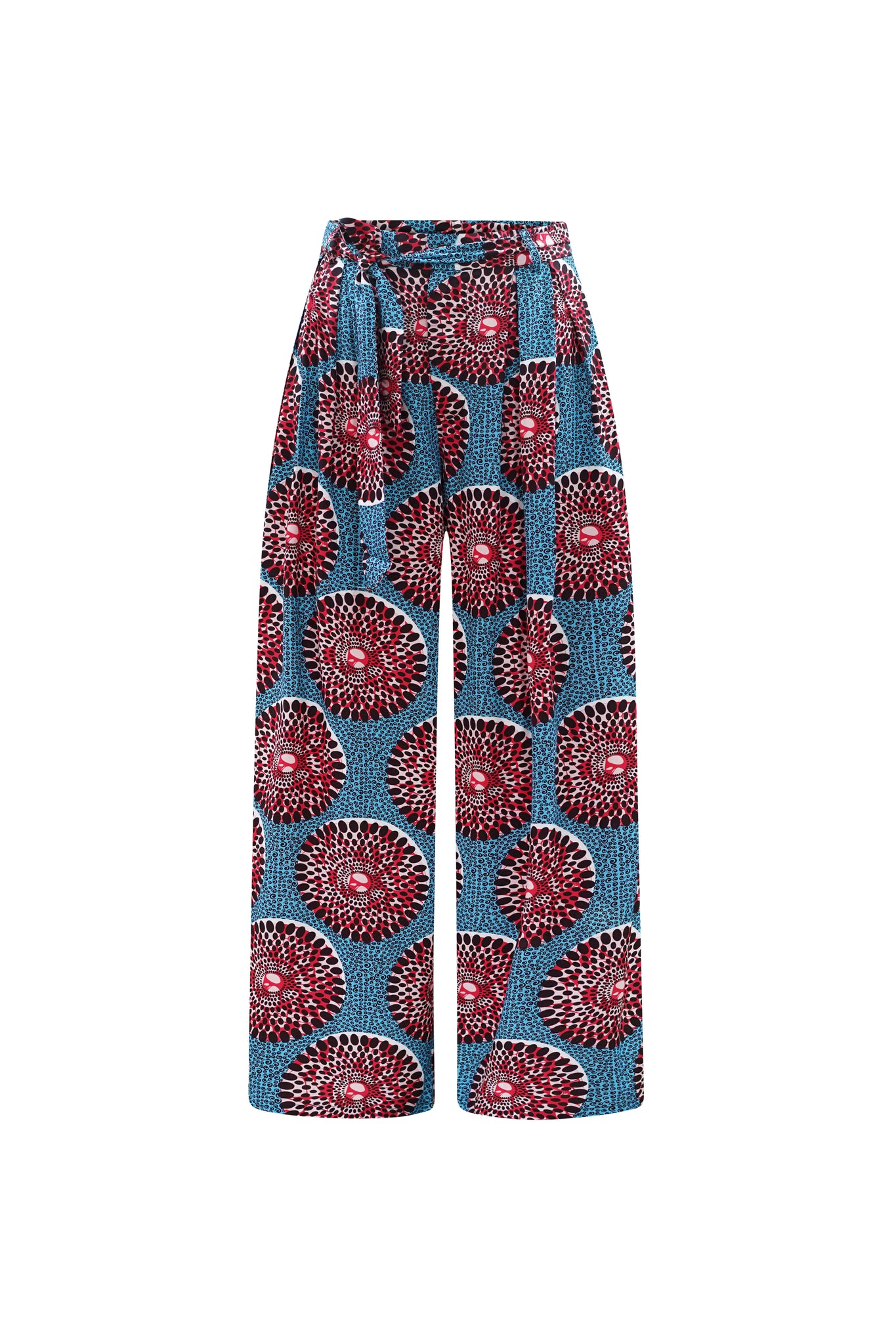 Adaora Wide Leg Pants - Red and White Water Well Print