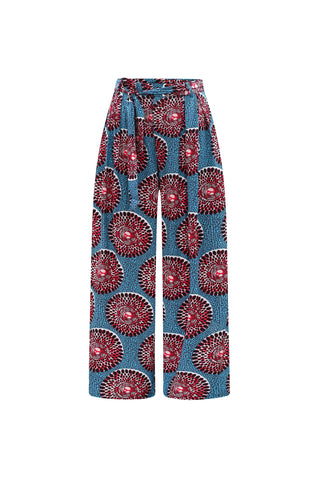 Adaora Wide Leg Pants - Red and White Water Well Print