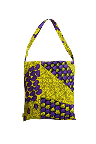 Akoli Messenger Totebag - Yellow and Purple African Ankara Wax Cotton Print