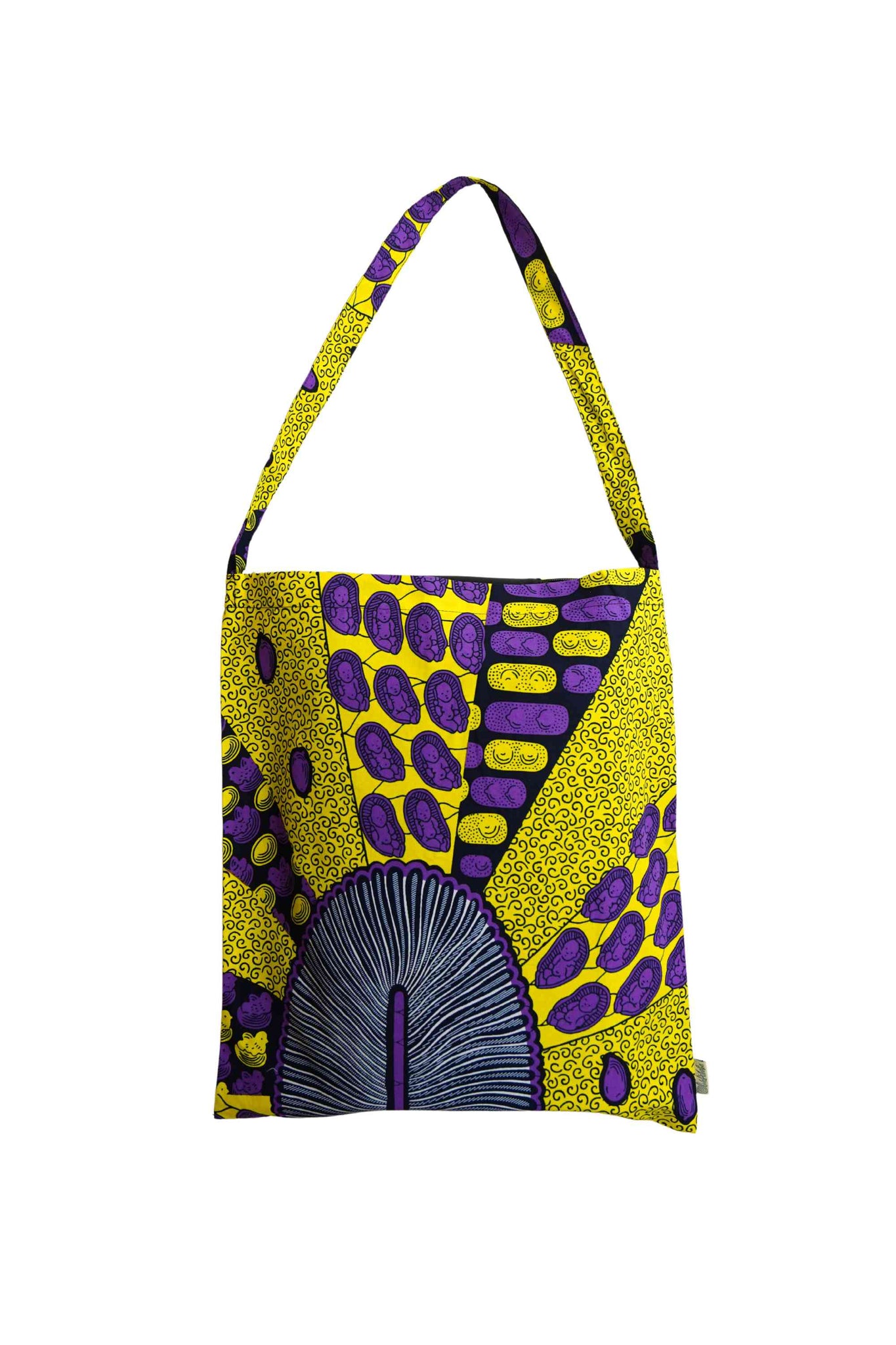 Akoli Messenger Totebag - Purple and Yellow African Ankara Wax Cotton Print