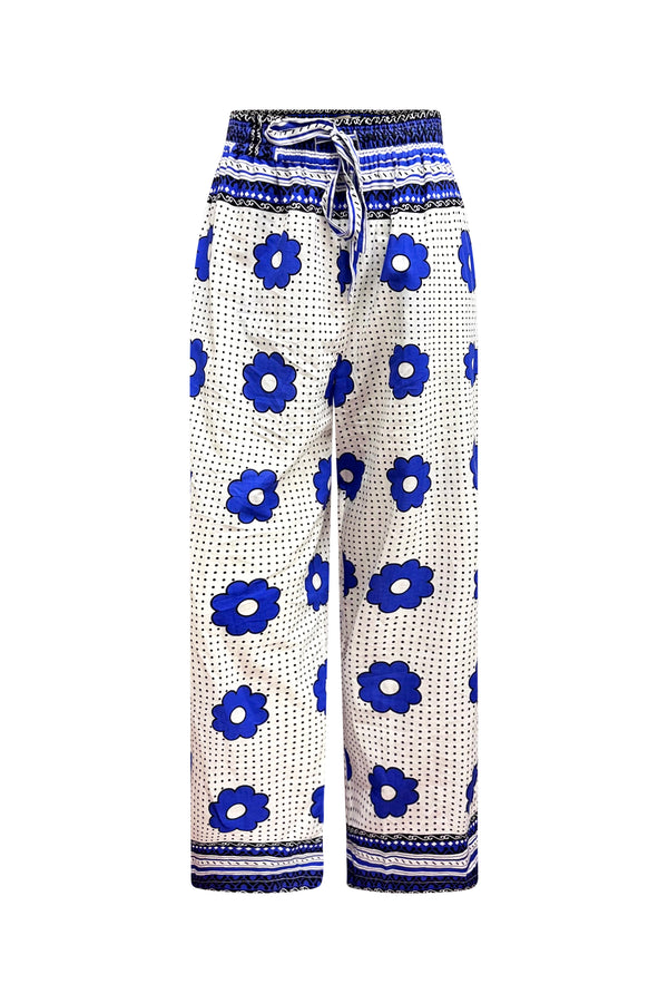 Arize Pants - Blue and white Khanga Print