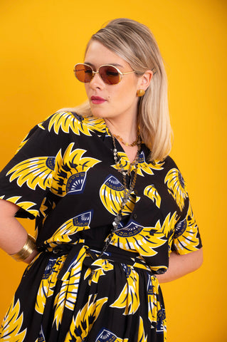 Ashanti Unisex Shirt  - Black and Yellow Plantain Print