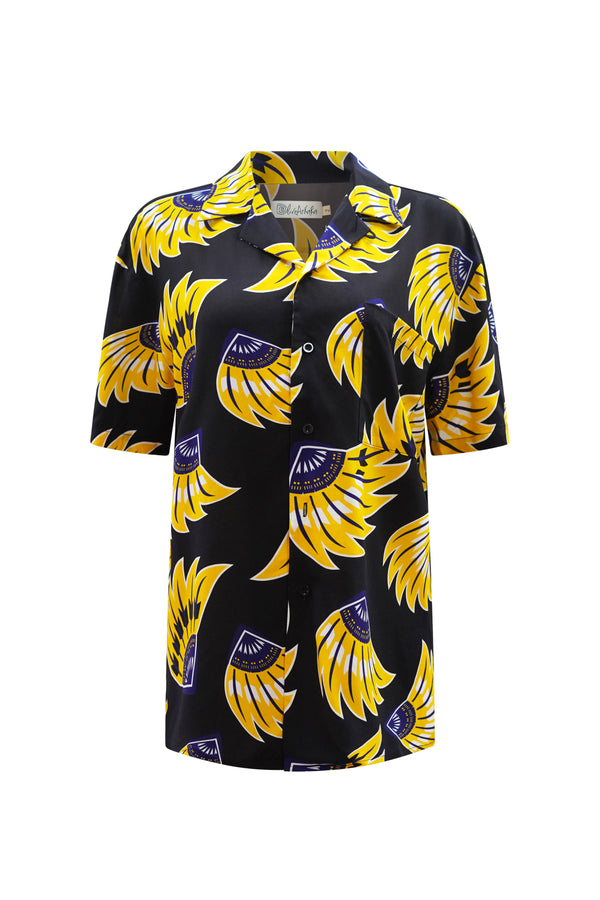 Ashanti Unisex Shirt  - Black and Yellow Plantain Print