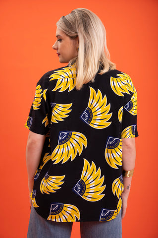 Ashanti Unisex Shirt  - Black and Yellow Plantain Print