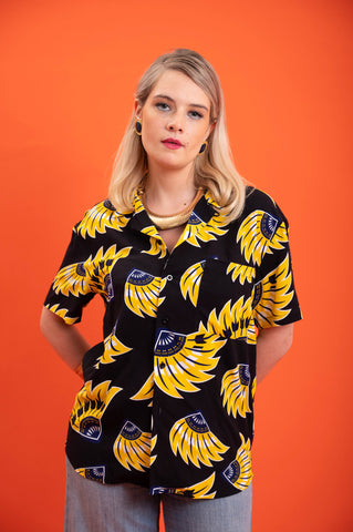 Ashanti Unisex Shirt  - Black and Yellow Plantain Print