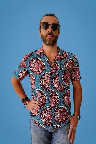 Ashanti Unisex Shirt  - Blue and Red Water Well Print