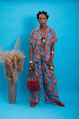 Ashanti Unisex Shirt  - Blue and Red Water Well Print