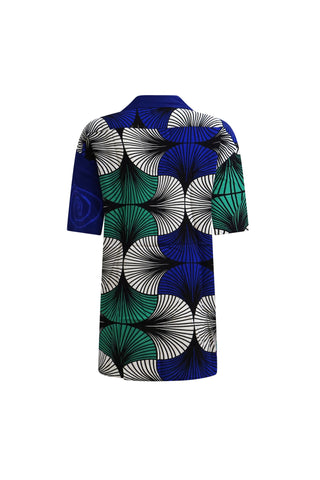 Ashanti Unisex Shirt  - Blue White & Green Ewa Naibu Print