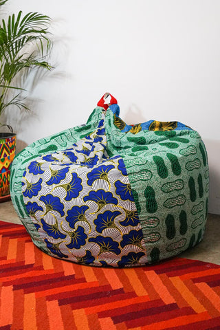 Bogo Bean Bag Ankara Wax Print Fabric OliveAnkara