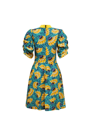 Gozie Dress - Yellow Cyan Sunkissed Maized Print