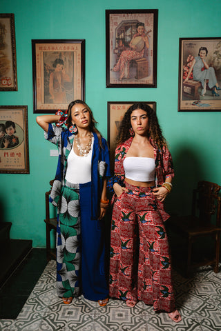 Chidera Wide-leg Pants - Red White & Green Onyame Sɛn Print