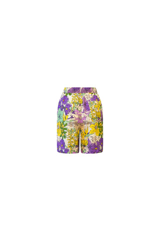 Chinny Loose fit Unisex Shorts - Pink Yellow Garden Mosaic Print | ILC OA OG