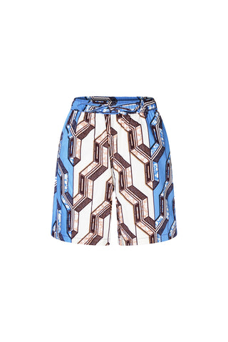 Chinny Shorts - Mix Match Pink and Blue African Ankara Wax Cotton Print