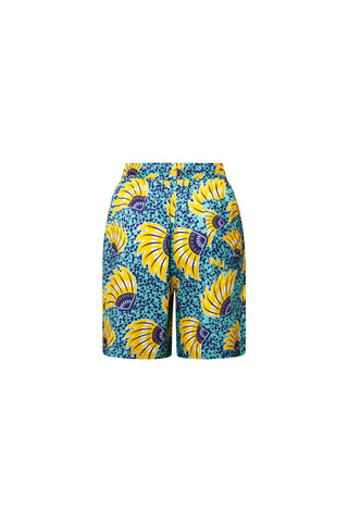 Chinny Loose fit Unisex Shorts - Yellow Cyan Sunkissed Maized Print | ILC OA OG