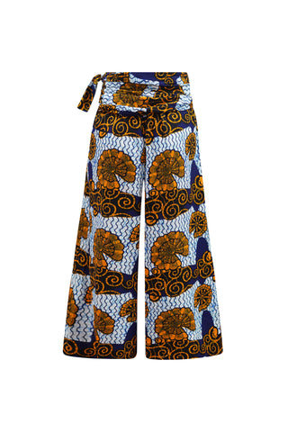 Chinwe Vintage Wide Culottes Infinity Jumpsuit - White and Blue House of Snails Print