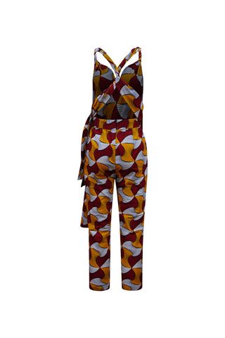 Chinwe Tapered leg Infinity Jumpsuit - Red Yellow White Santana African Ankara Wax Cotton Print