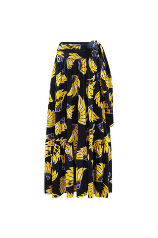 Chinwe Skirt Infinity Dress - Yellow & Black Plantain (banana) Print