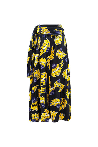 Chinwe Skirt Infinity Dress - Yellow & Black Plantain (banana) Print
