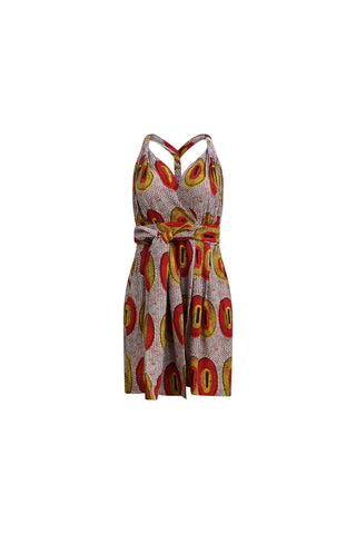 Chinwe Shorts Infinity Romper with Adjustable Straps -  Yellow and Orange Rhythmic Spirits Print | ILC OA OG