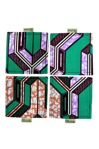 Coasters African Ankara Wax Cotton Print - Set of 4