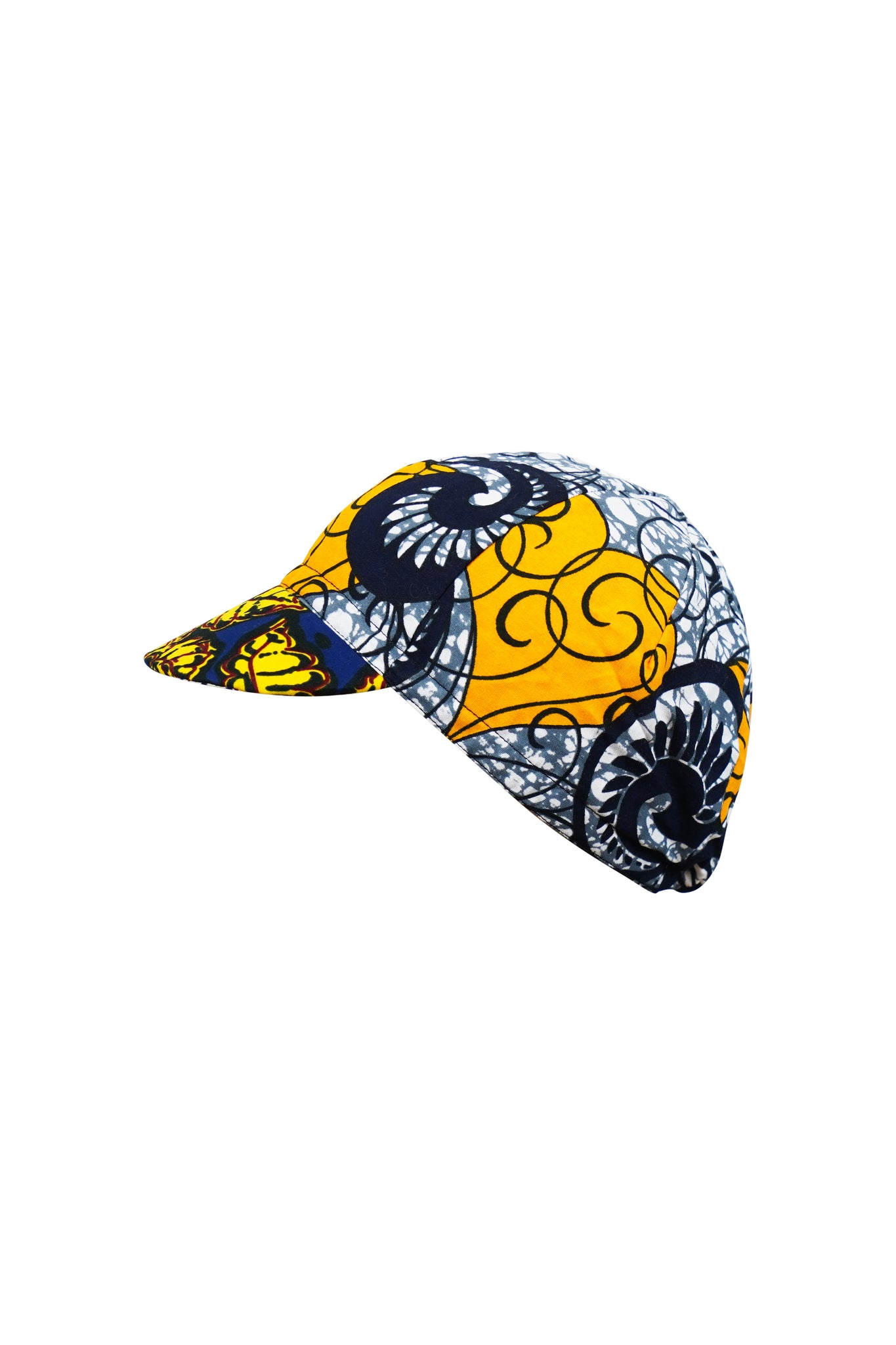Colorful cycling cap - Red Grey and Yellow African Ankara Wax Cotton Print - 8