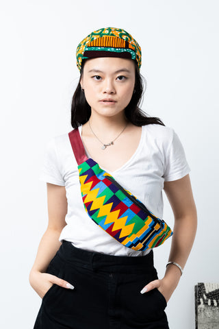 Seye Waistbag - Yellow Kente African Ankara Wax Cotton Print - 15