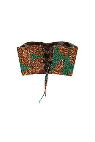 Deka Medley Corset - White & Green Water Well Print