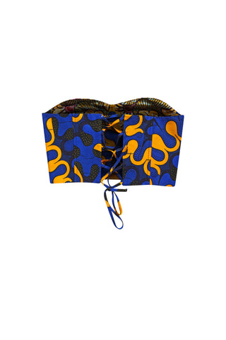 Deka Medley Corset - Yellow & Blue Awoluba Print