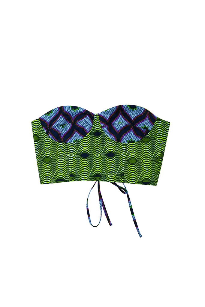 Deka Medley Reversi Corset - Green & Grey Print