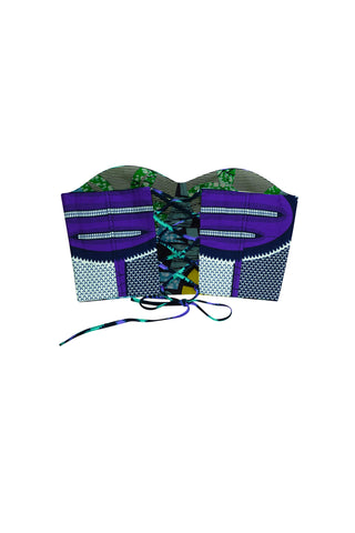 Deka Medley Reversi Corset - Grey Purple & Green Print