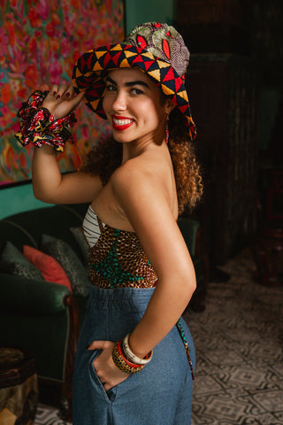 Deka Medley Corset - White & Green Water Well Print