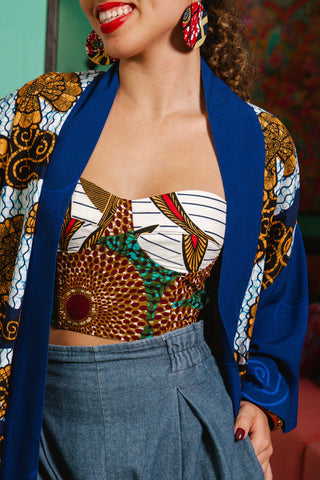 Deka Medley Corset - White & Green Water Well Print