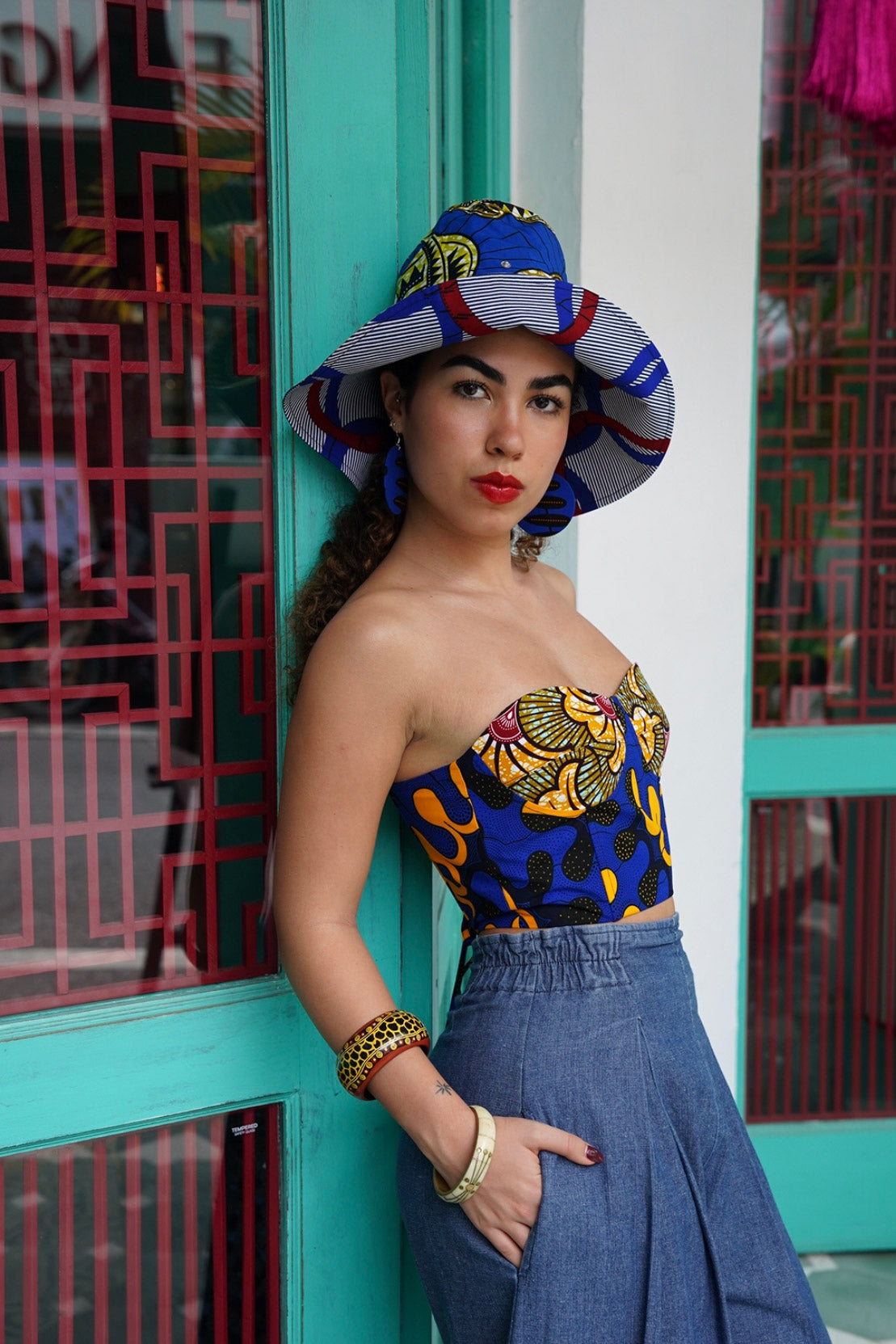 Deka Medley Corset - Yellow & Blue Awoluba Print