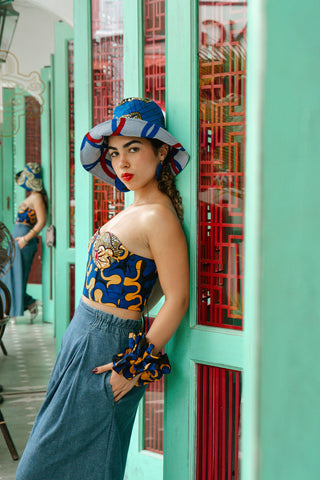 Deka Medley Corset - Yellow & Blue Awoluba Print