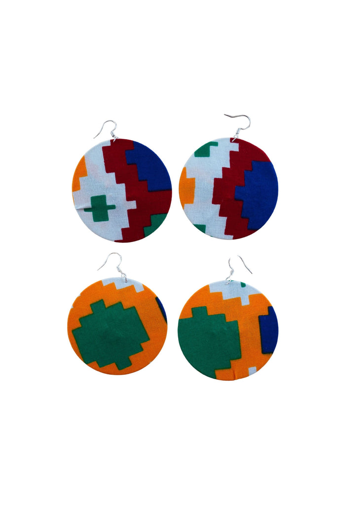 Earrings - 207 - African Ankara Wax Cotton Print