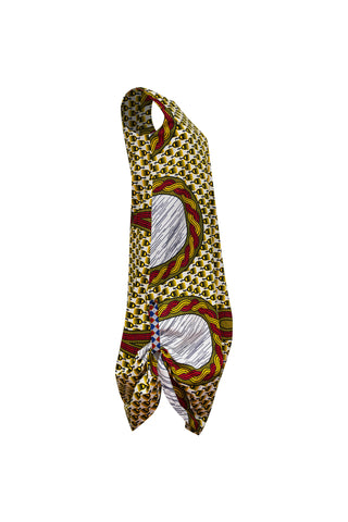 Esosa Maxi Dress - Rituals White Red and Yellow African Ankara Wax Cotton Print