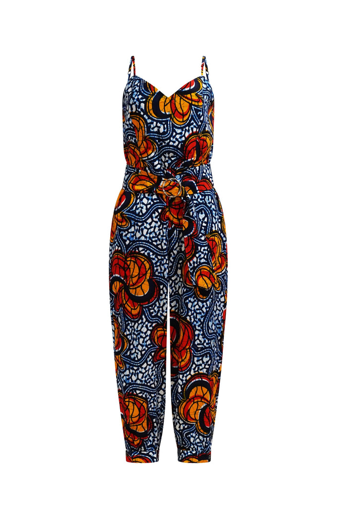 Folashade Jumpsuit - Blue Yellow & Orange Odo Print