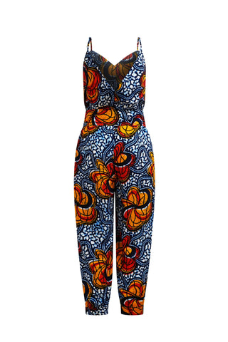 Folashade Jumpsuit - Blue Yellow & Orange Odo Print