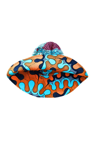 Hagos Reversi Bucket Hat Wide Brim - Azure Pink Yellow Blue Cyan Print - 45