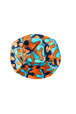 Hagos Reversi Bucket Hat Wide Brim - Azure Pink Yellow Blue Cyan Print - 45