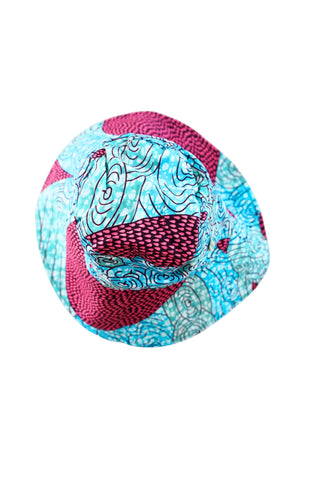 Hagos Reversi Bucket Hat Wide Brim - Azure Pink Yellow Blue Cyan Print - 45