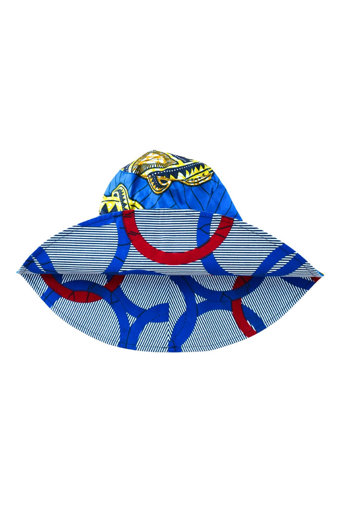 Hagos Reversi Bucket Hat Wide Brim - Black White Yellow Blue Red Print - 49