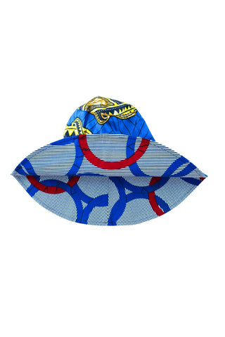 Hagos Reversi Bucket Hat Wide Brim - Black White Yellow Blue Red Print - 49