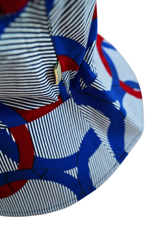 Hagos Reversi Bucket Hat Wide Brim - Black White Yellow Blue Red Print - 49