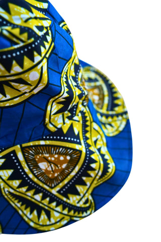 Hagos Reversi Bucket Hat Wide Brim - Black White Yellow Blue Red Print - 49