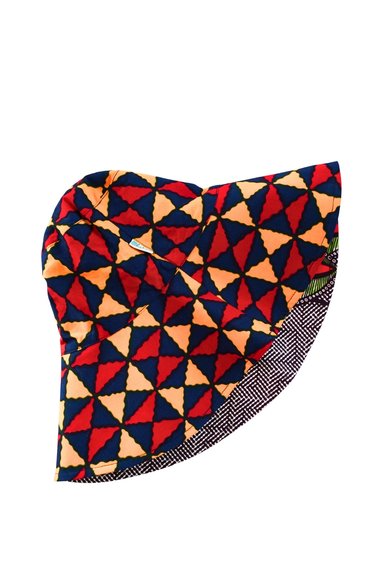 Hagos Reversi Bucket Hat Wide Brim - Green Red Yellow Blue Print - 44